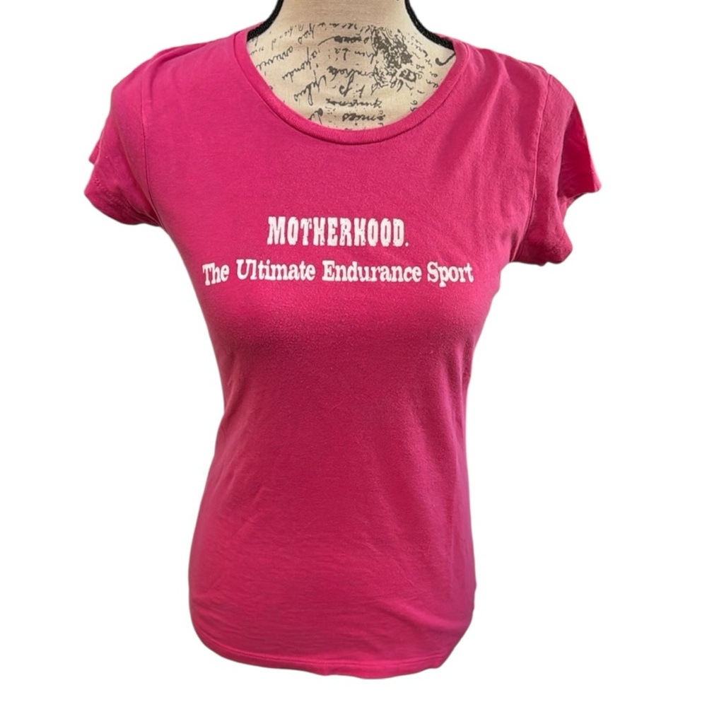 Moms Graphic 100% Cotton Tee: Motherhood Is An Endurance Sport Pink Baddie